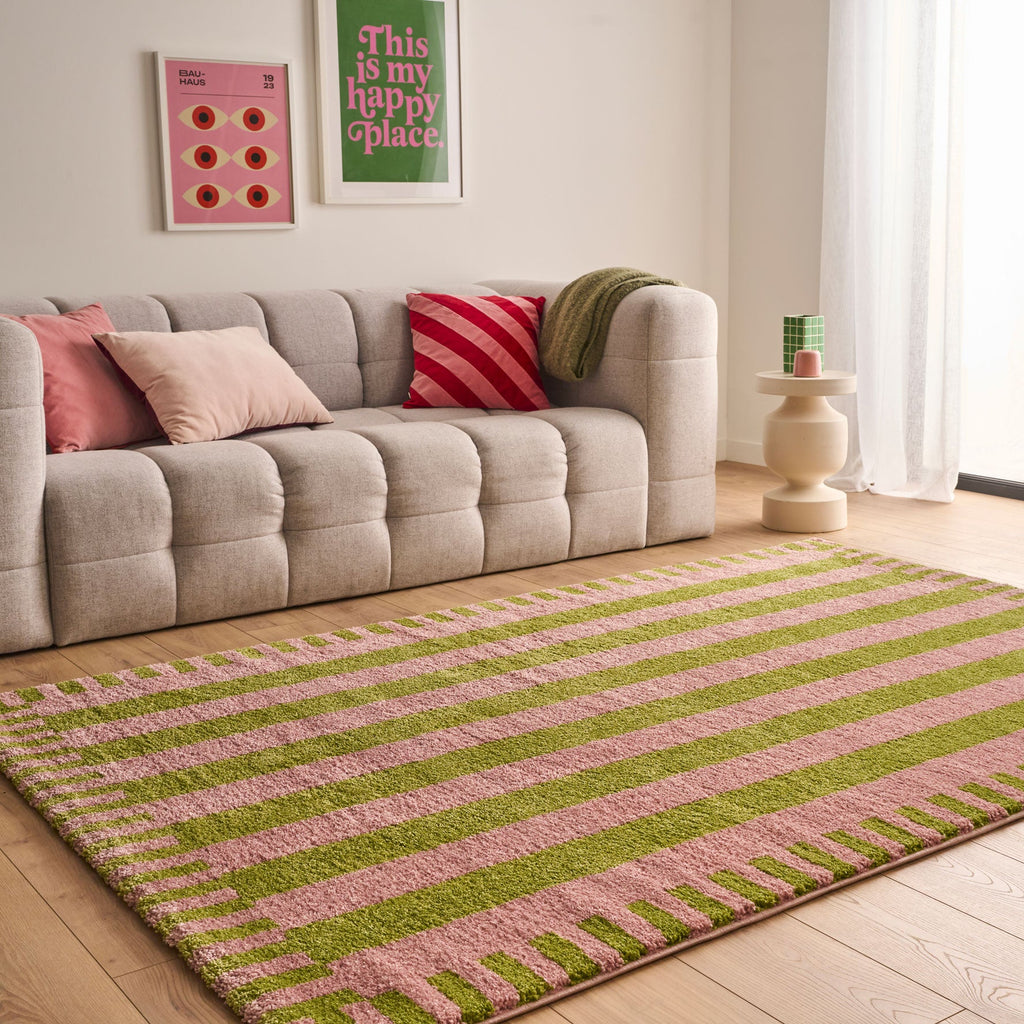 Tapis rétro - Vert rayé - Collection Groovy | Nazar Rugs GROOVY