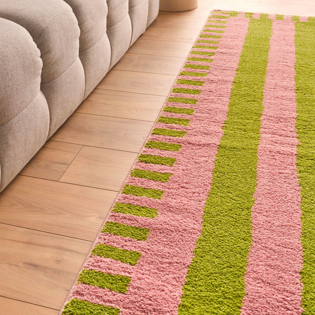 Tapis rétro - Vert rayé - Collection Groovy | Nazar Rugs GROOVY