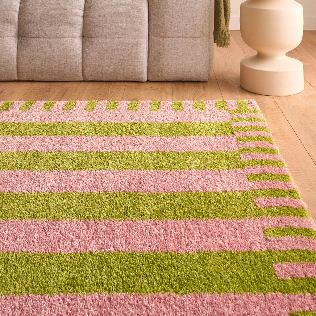 Tapis rétro - Vert rayé - Collection Groovy | Nazar Rugs GROOVY