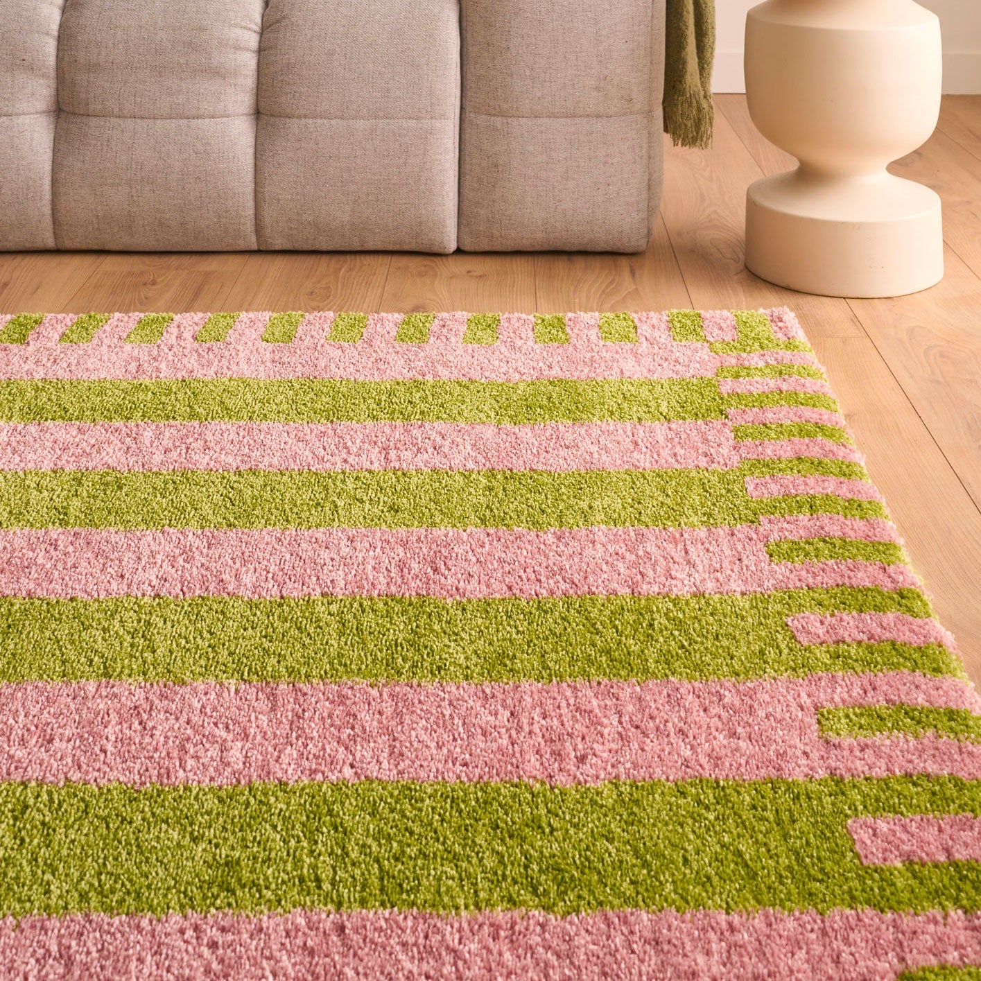 Tapis rétro - Vert rayé - Collection Groovy | Nazar Rugs GROOVY