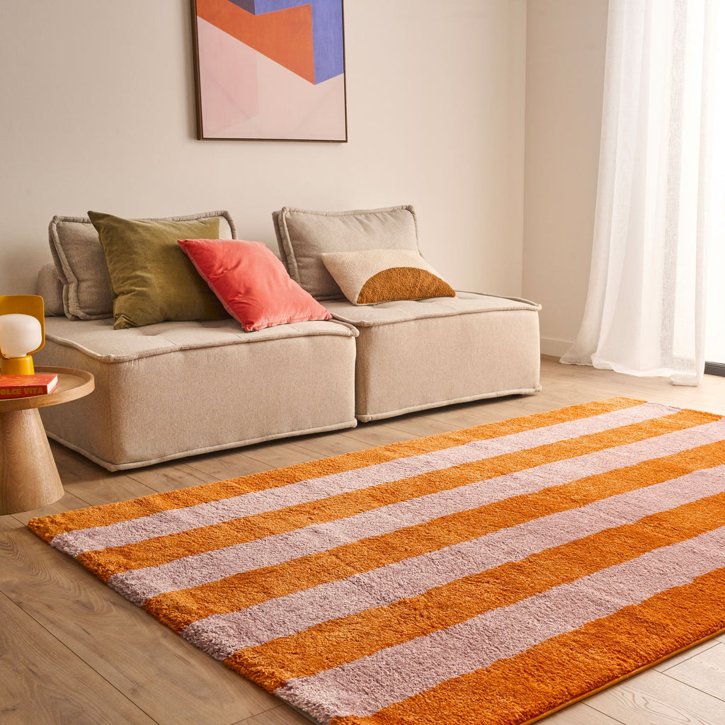 Tapis seventies - Orange rayé - Collection Groovy | Nazar Rugs GROOVY