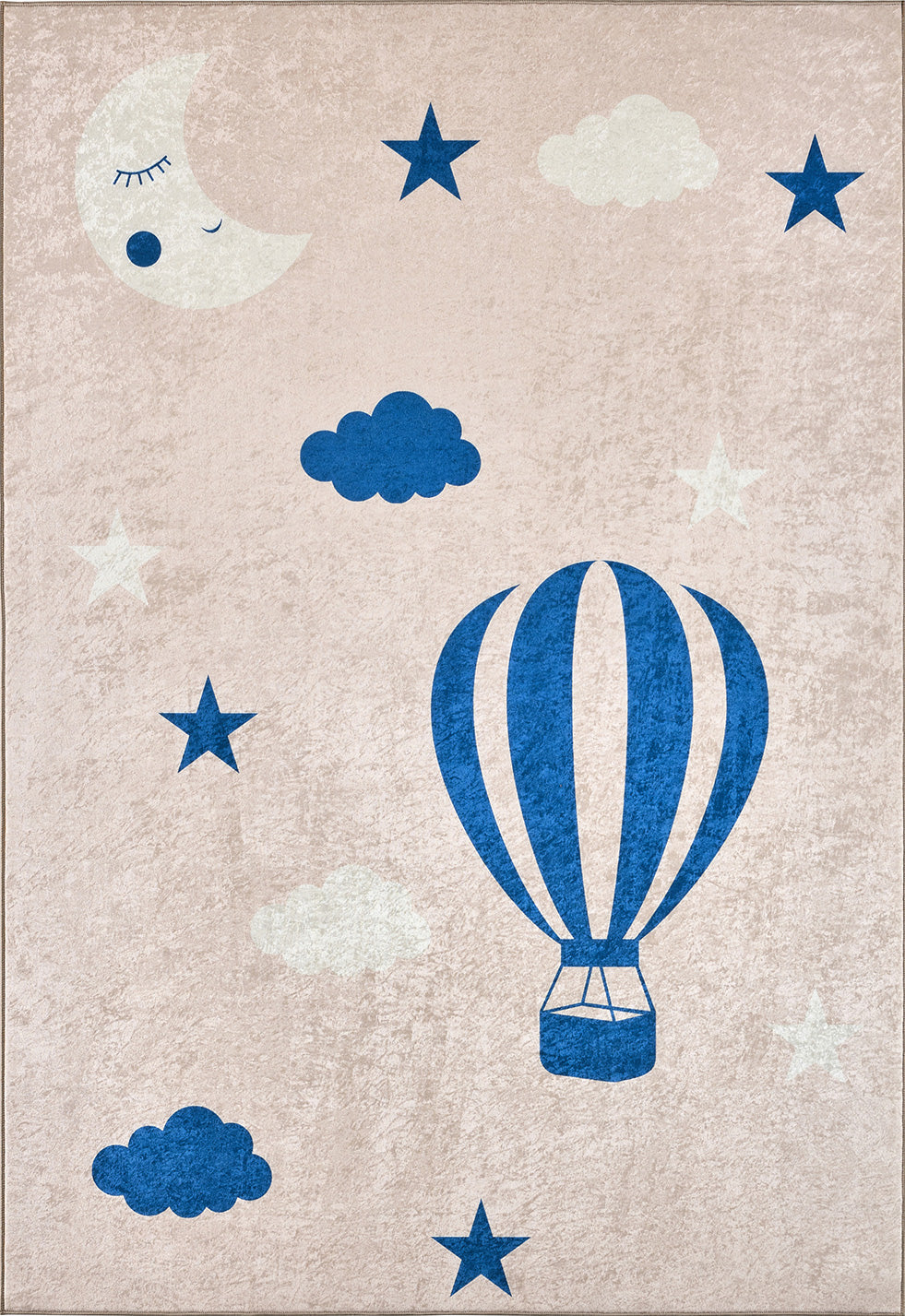 Tapis enfant lavable - Happy - Motif Montgolfière bleu HAPPY