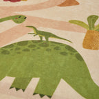 Tapis enfant lavable en machine - Beige à motifs dinosaures  - Collection Happy HAPPY