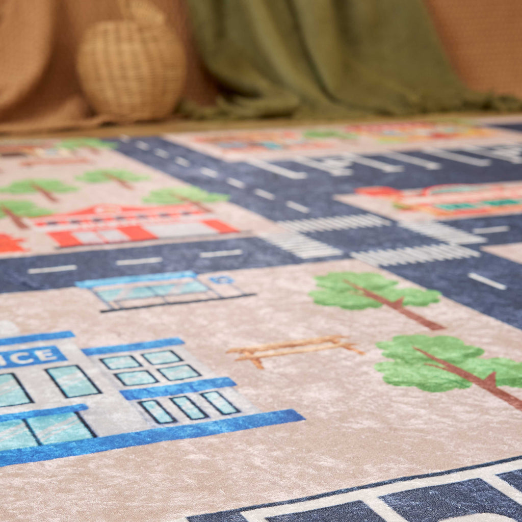 Tapis enfant - Beige à motif circuit - Collection Happy HAPPY