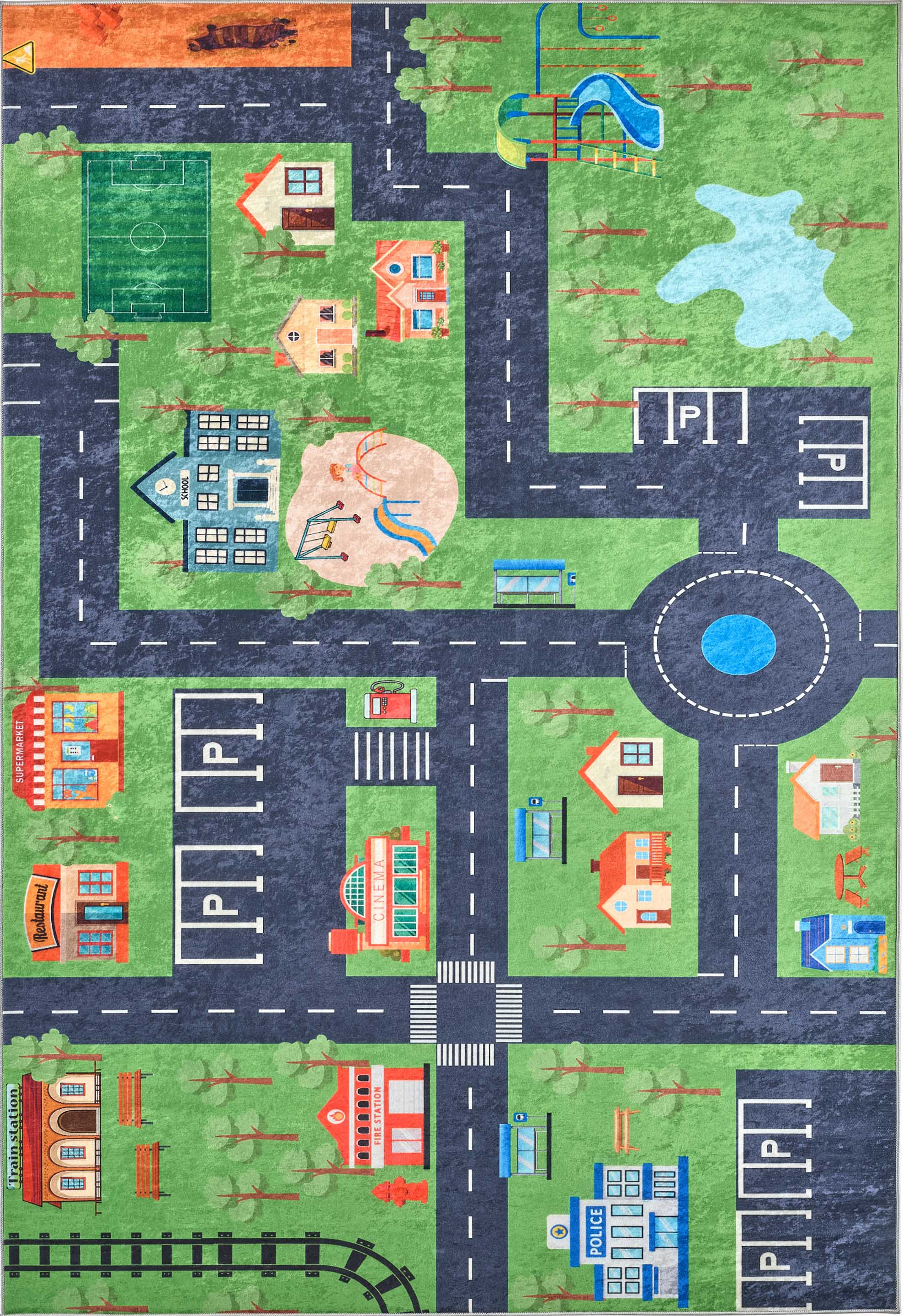 Tapis lavable en machine - Happy - Motif circuit HAPPY
