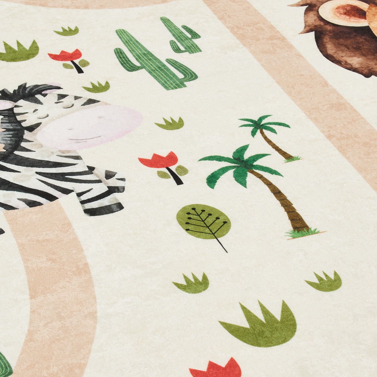 Tapis chambre enfant - Crème à motifs animaux - Collection Happy HAPPY