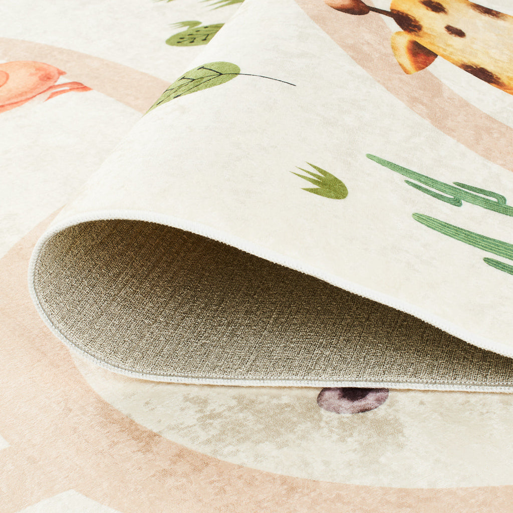 Tapis chambre enfant - Crème à motifs animaux - Collection Happy HAPPY
