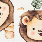 Tapis chambre enfant - Blanc à motifs lions de la jungle - Collection Happy HAPPY