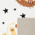 Tapis chambre enfant - Blanc à motifs lions - Collection Happy HAPPY