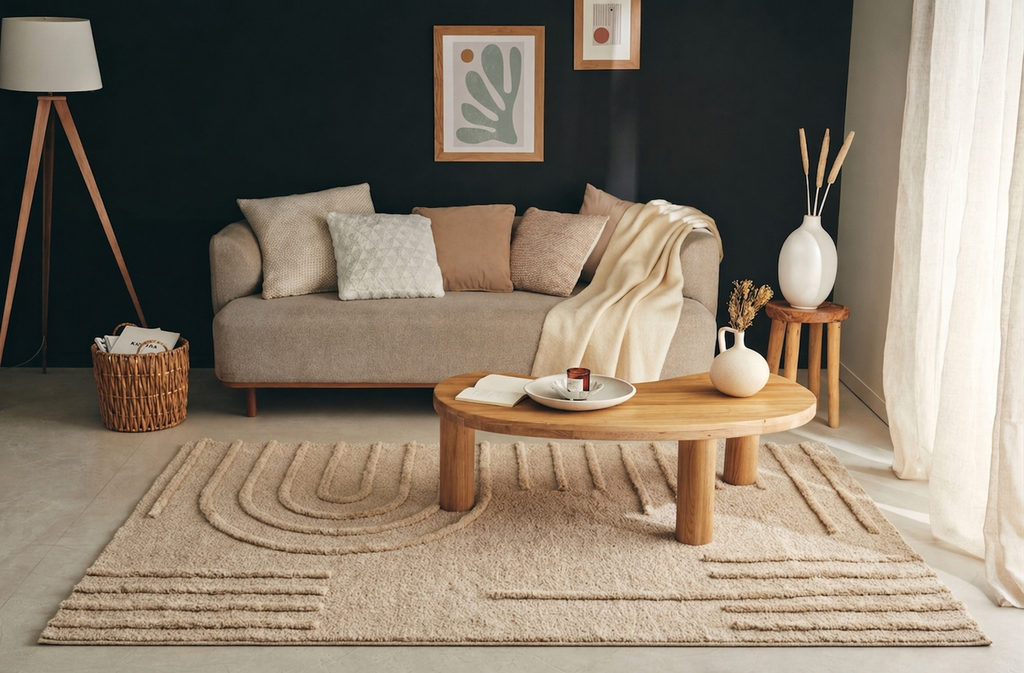 HARMONIE - Tapis de salon beige à motifs linéaires - HAR1122BEI HARMONIE