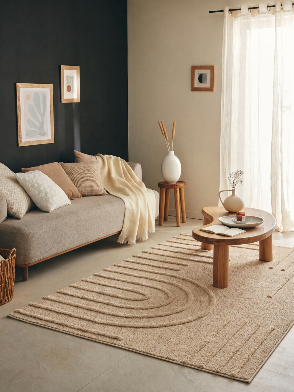 HARMONIE - Tapis de salon beige à motifs linéaires - HAR1122BEI HARMONIE