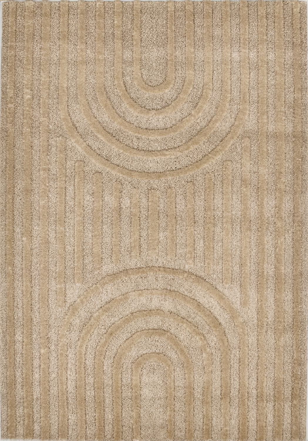 HARMONIE - Tapis de salon beige à motifs arcs-en-ciel - HAR916BEI HARMONIE