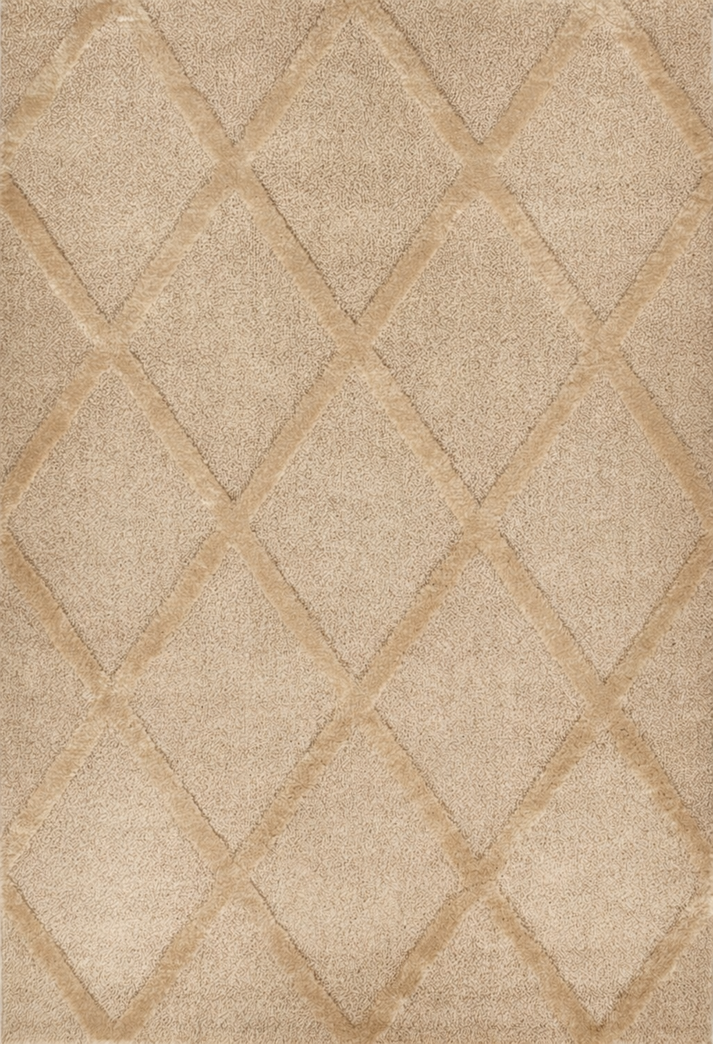 HARMONIE - Tapis de salon beige à motifs losanges en relief - HAR919BEI HARMONIE