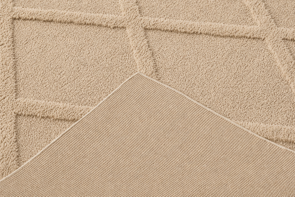 HARMONIE - Tapis de salon beige à motifs losanges en relief - HAR919BEI HARMONIE