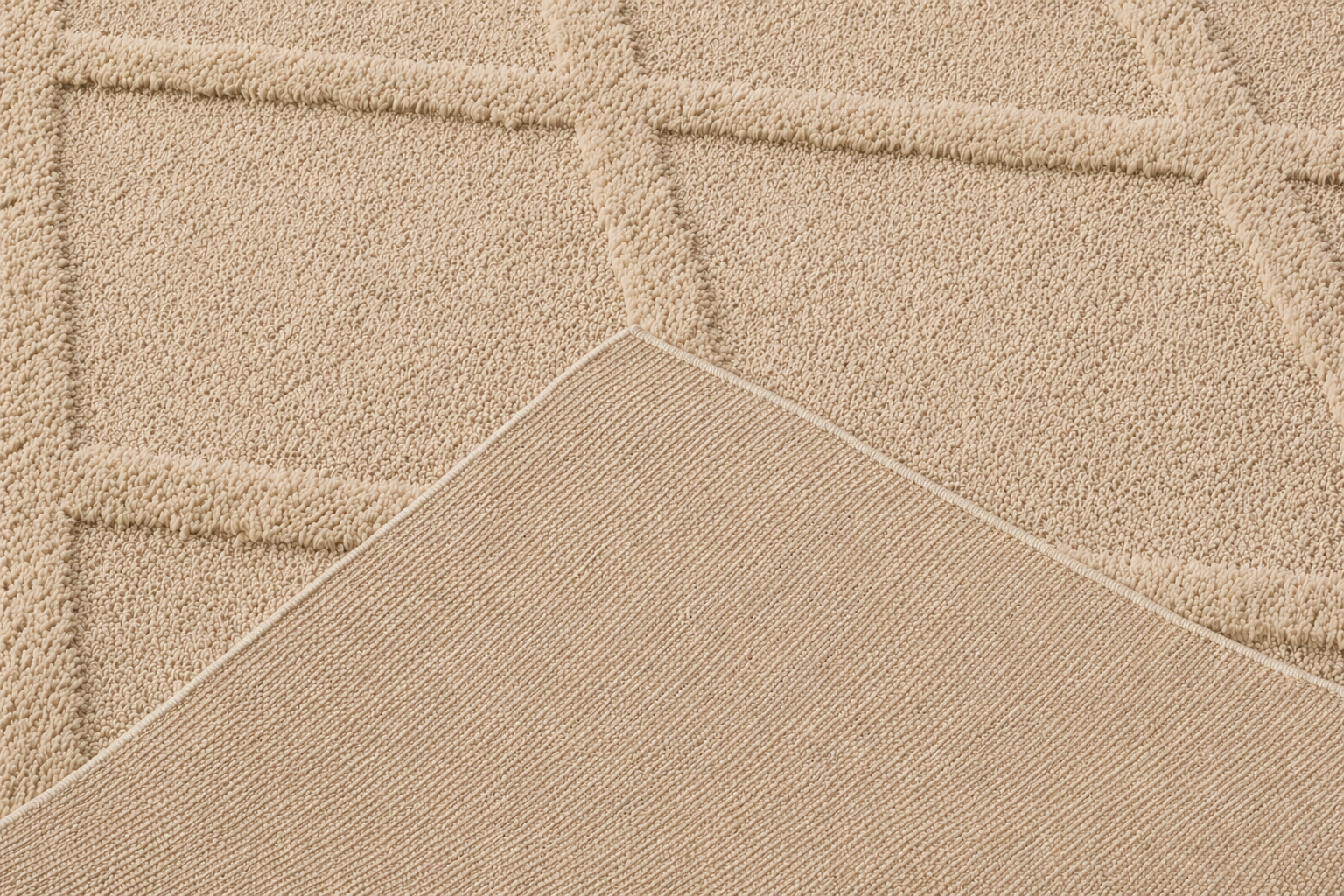HARMONIE - Tapis de salon beige à motifs losanges en relief - HAR919BEI HARMONIE