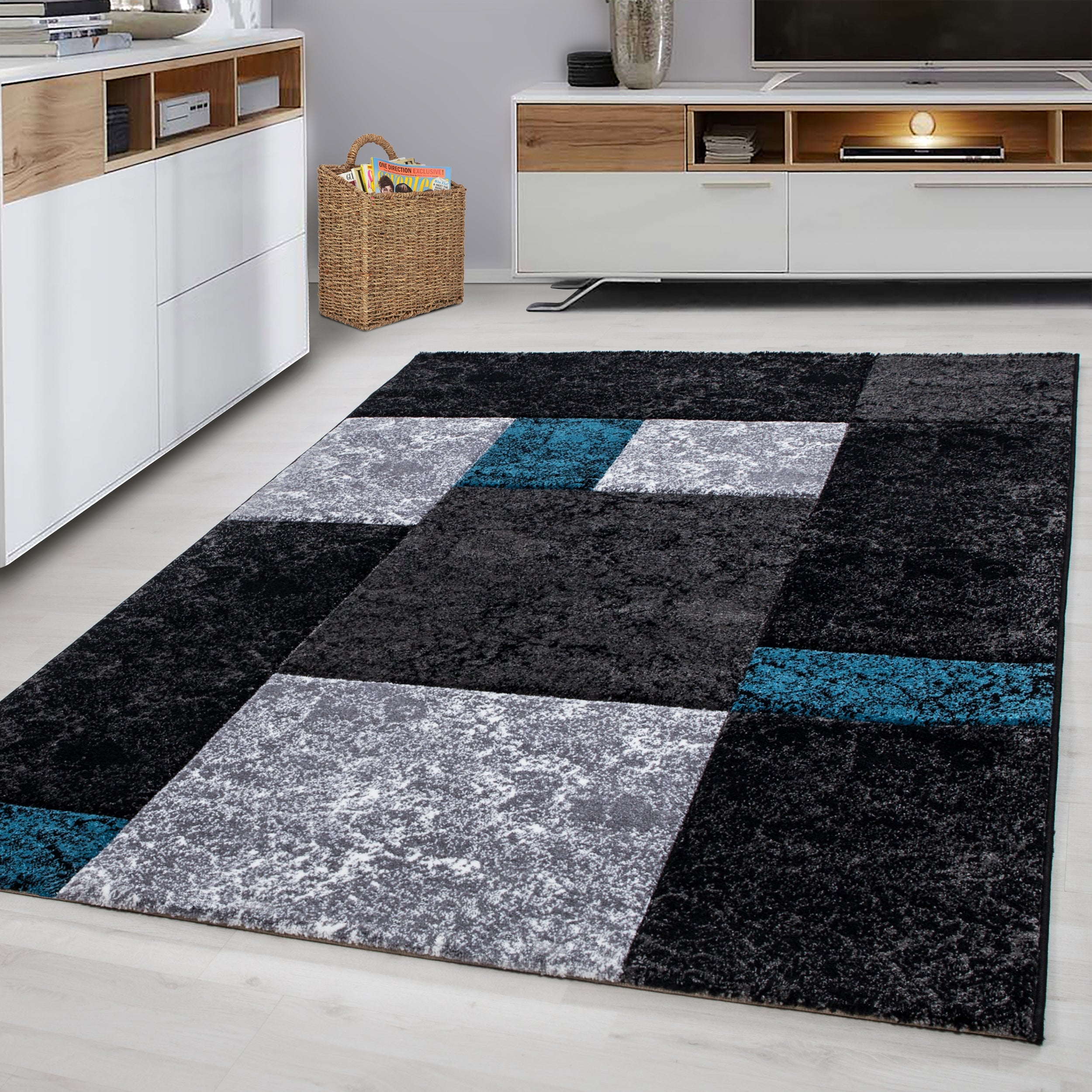 HAWAII - Tapis de salon à motif géométrique turquoise - HAW11330TUR HAWAII