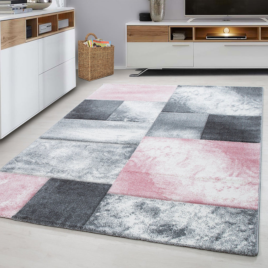 HAWAII - Tapis de salon à motif géométrique rose - HAW1710ROS HAWAII