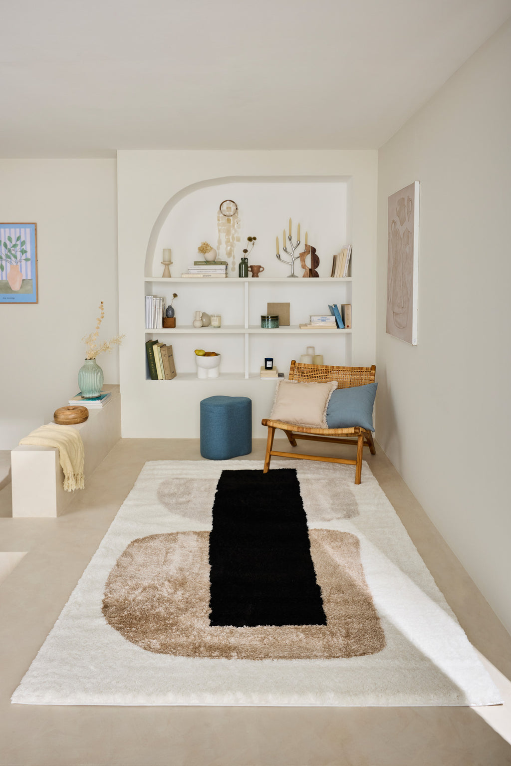 Tapis géométriques beige gris et noir : KAR679IVO KARENA