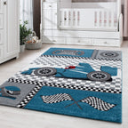 KIDS - Tapis enfant à motif voiture de course bleu - KID0460BLE KIDS