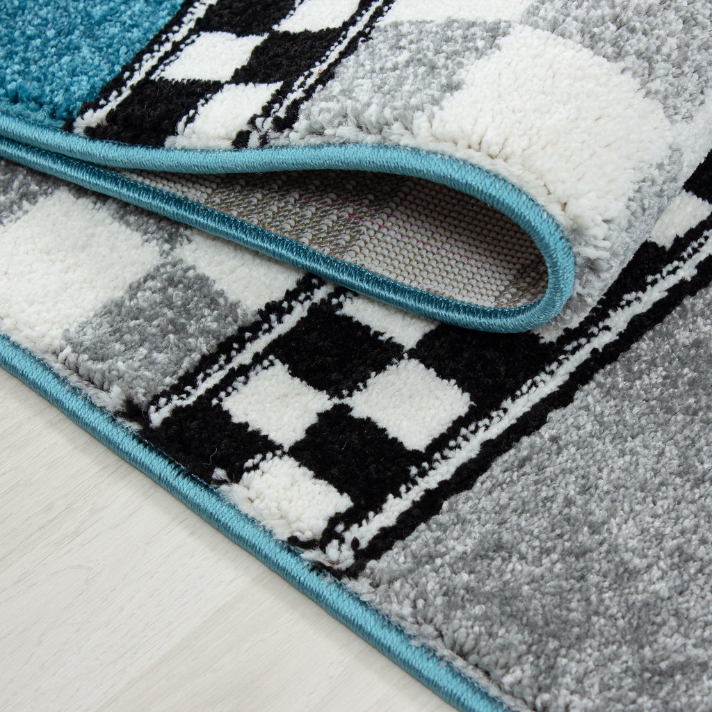KIDS - Tapis enfant à motif voiture de course bleu - KID0460BLE KIDS