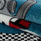 KIDS - Tapis enfant à motif voiture de course bleu - KID0460BLE KIDS