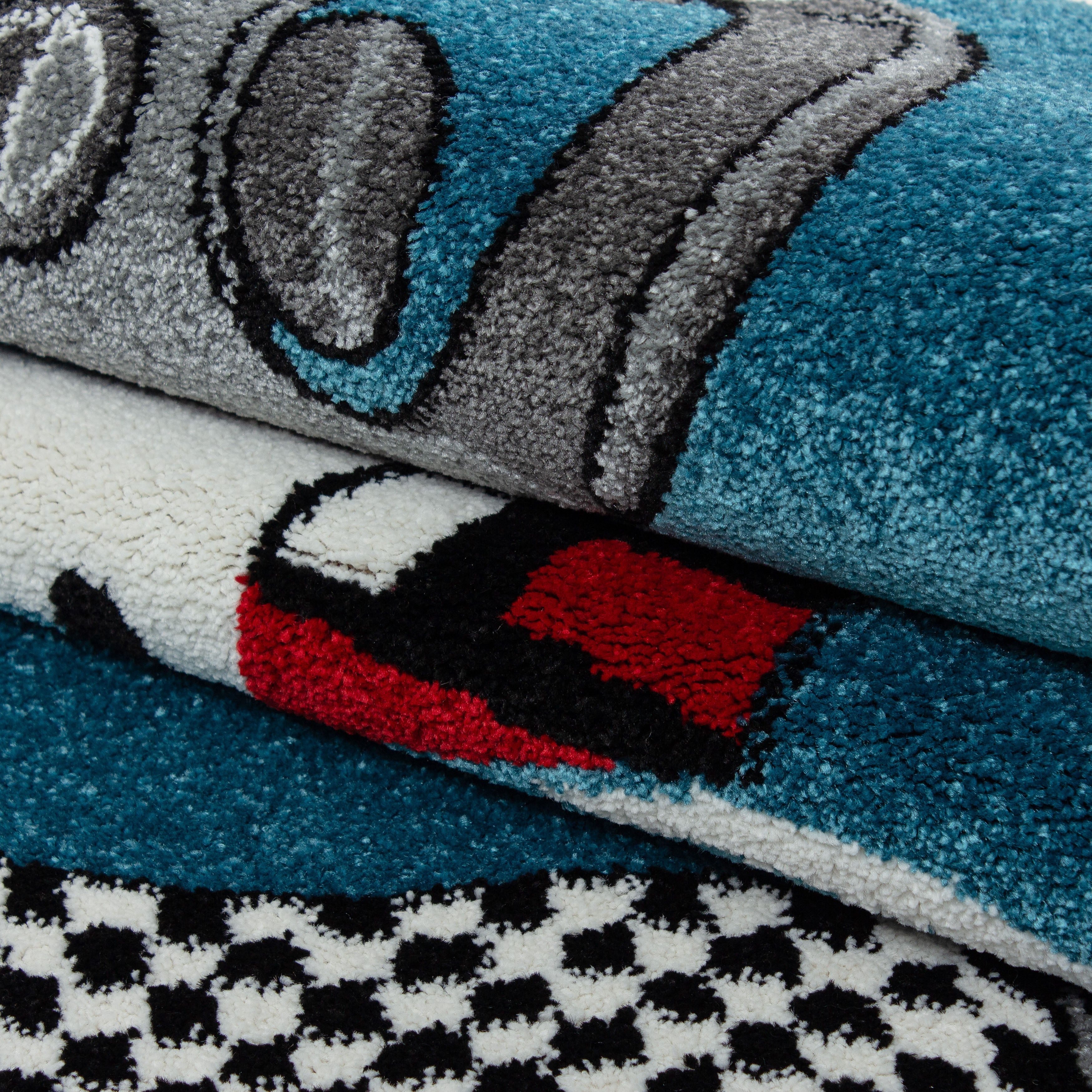 KIDS - Tapis enfant rond à motif voiture de course bleu - KID0460BLE KIDS