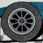 KIDS - Tapis enfant rond à motif voiture de course bleu - KID0460BLE KIDS