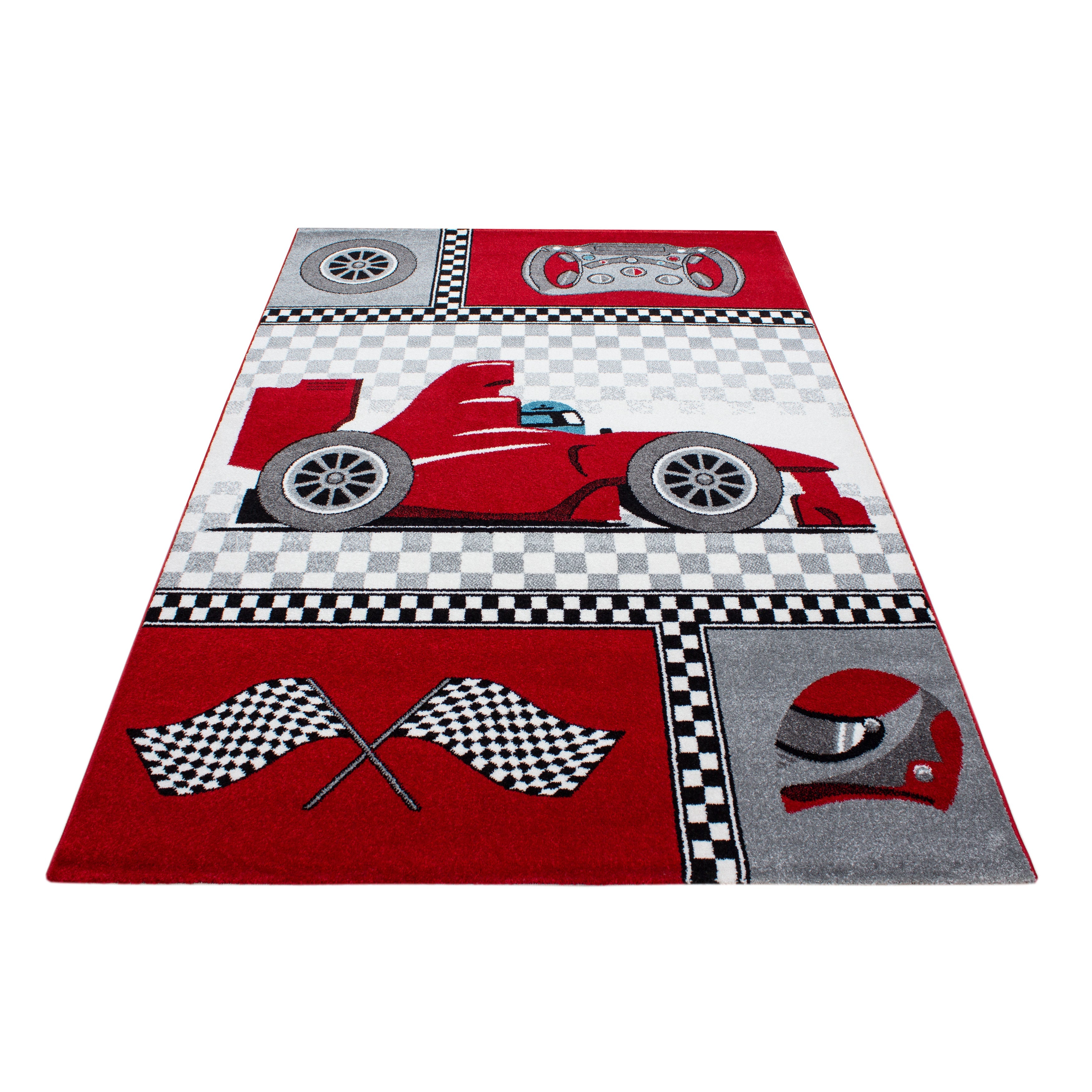 KIDS - Tapis enfant à motif voiture de course rouge - KID0460ROU KIDS