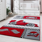 KIDS - Tapis enfant à motif voiture de course rouge - KID0460ROU KIDS