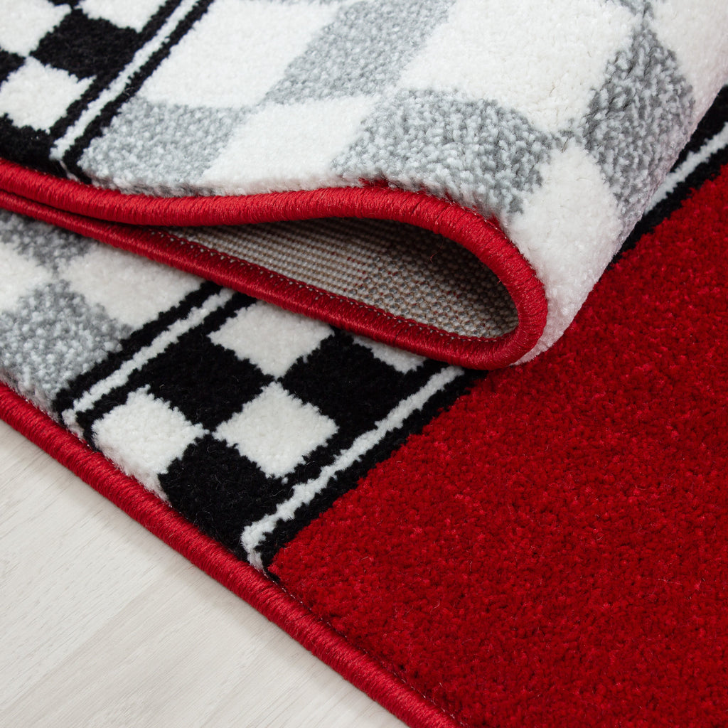 KIDS - Tapis enfant rond à motif voiture de course rouge - KID0460ROU KIDS