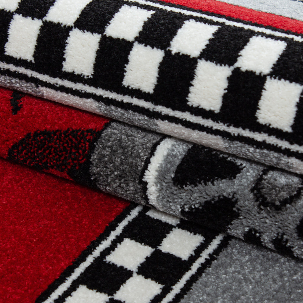KIDS - Tapis enfant rond à motif voiture de course rouge - KID0460ROU KIDS