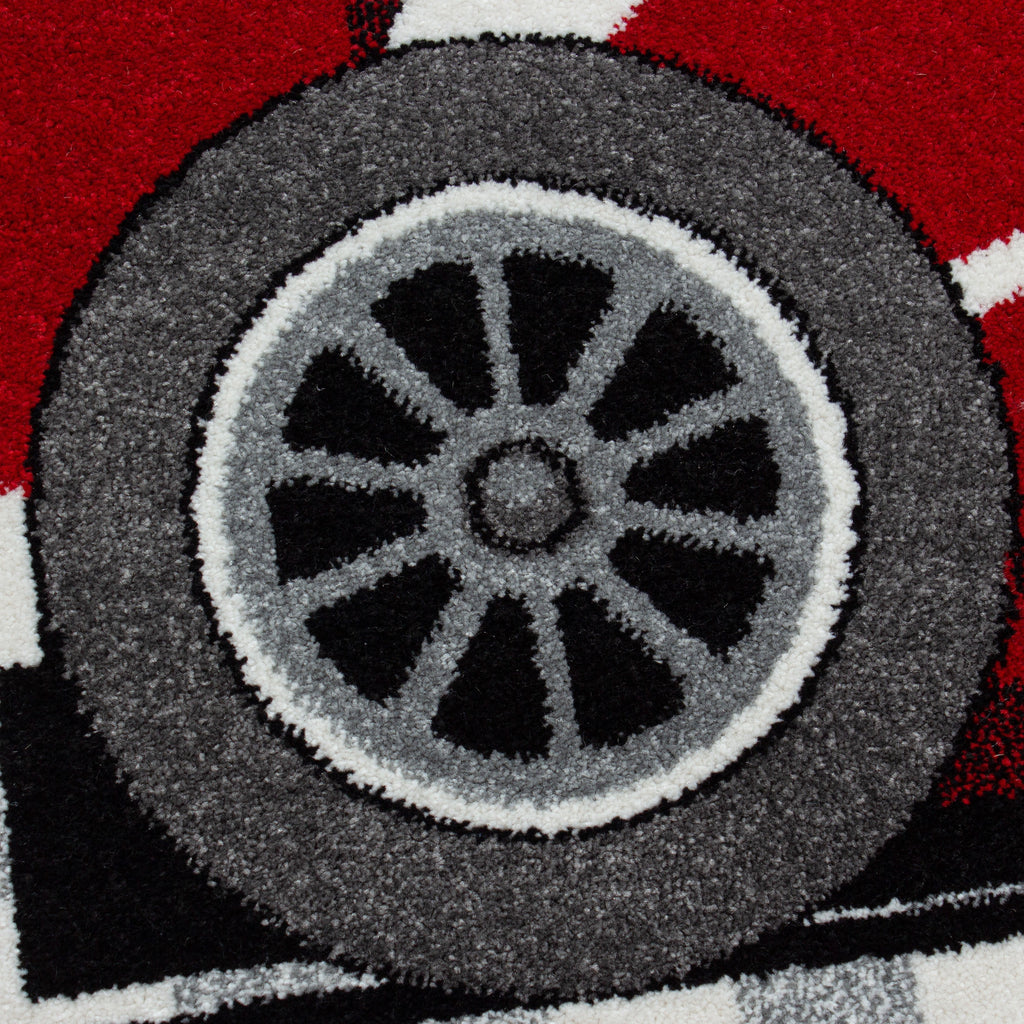 KIDS - Tapis enfant rond à motif voiture de course rouge - KID0460ROU KIDS