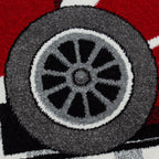 KIDS - Tapis enfant rond à motif voiture de course rouge - KID0460ROU KIDS