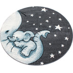 KIDS - Tapis enfant rond à motif elephant bleu - KID0560BLE KIDS