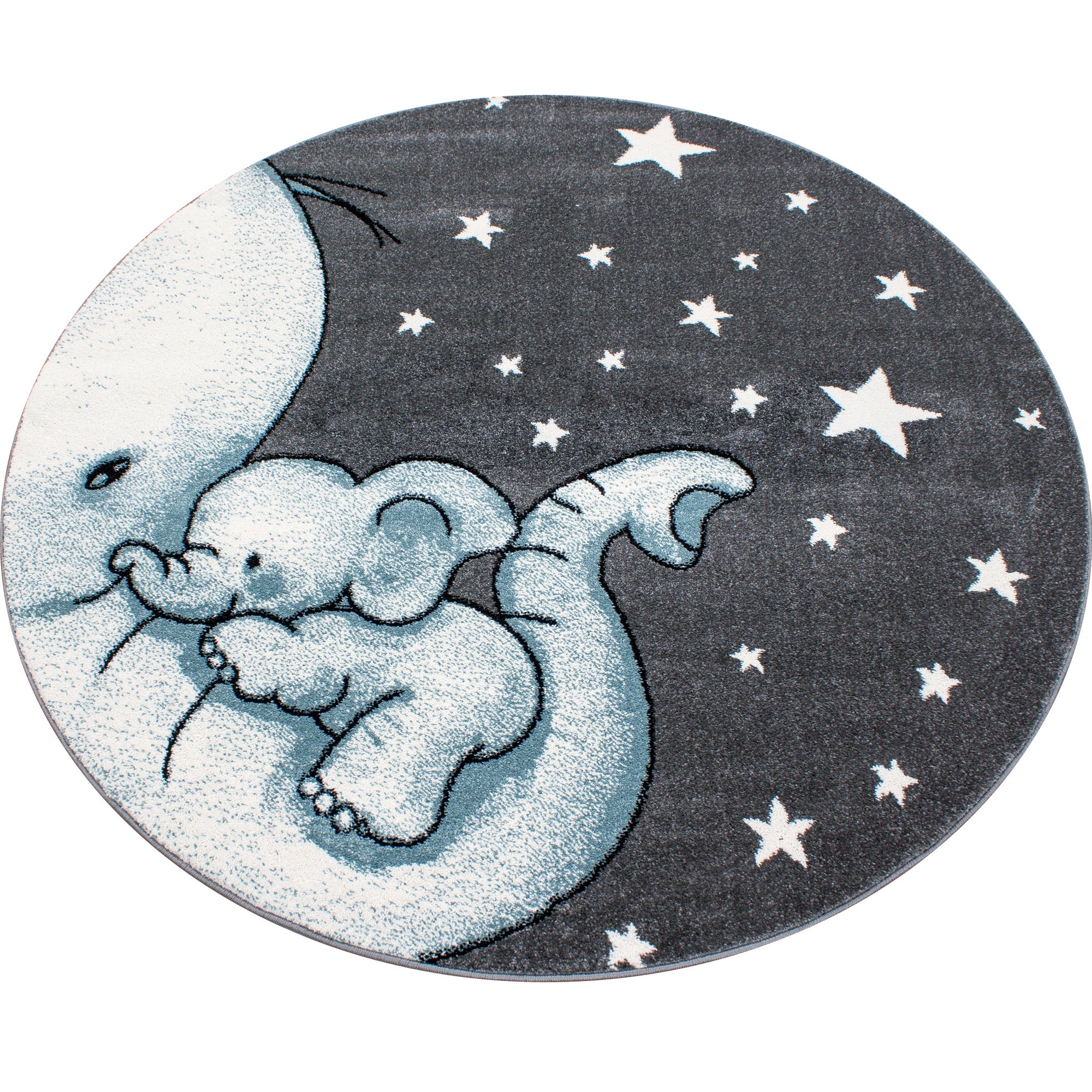 KIDS - Tapis enfant rond à motif elephant bleu - KID0560BLE KIDS