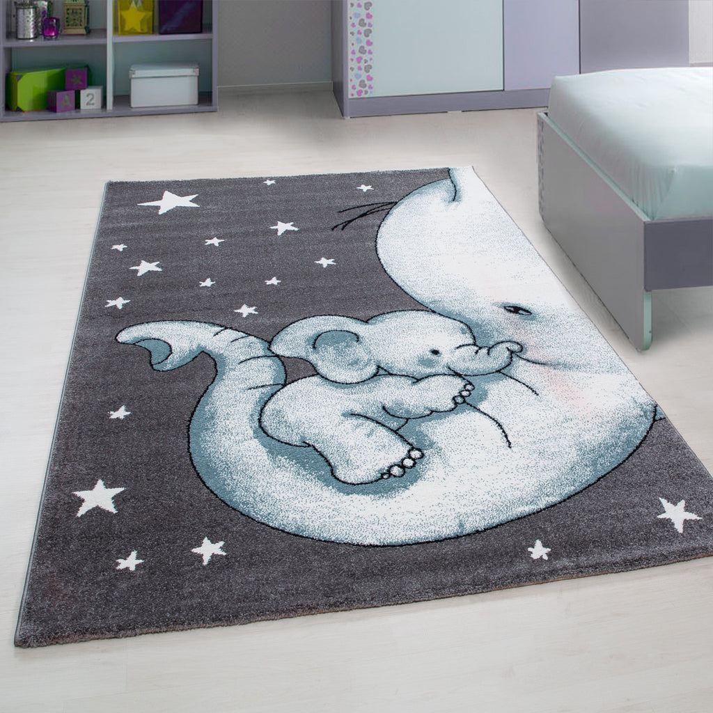 KIDS - Tapis enfant à motif elephant bleu - KID0560BLE KIDS