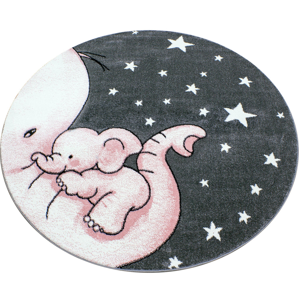 KIDS - Tapis enfant rond à motif elephant rose - KID0560ROS KIDS