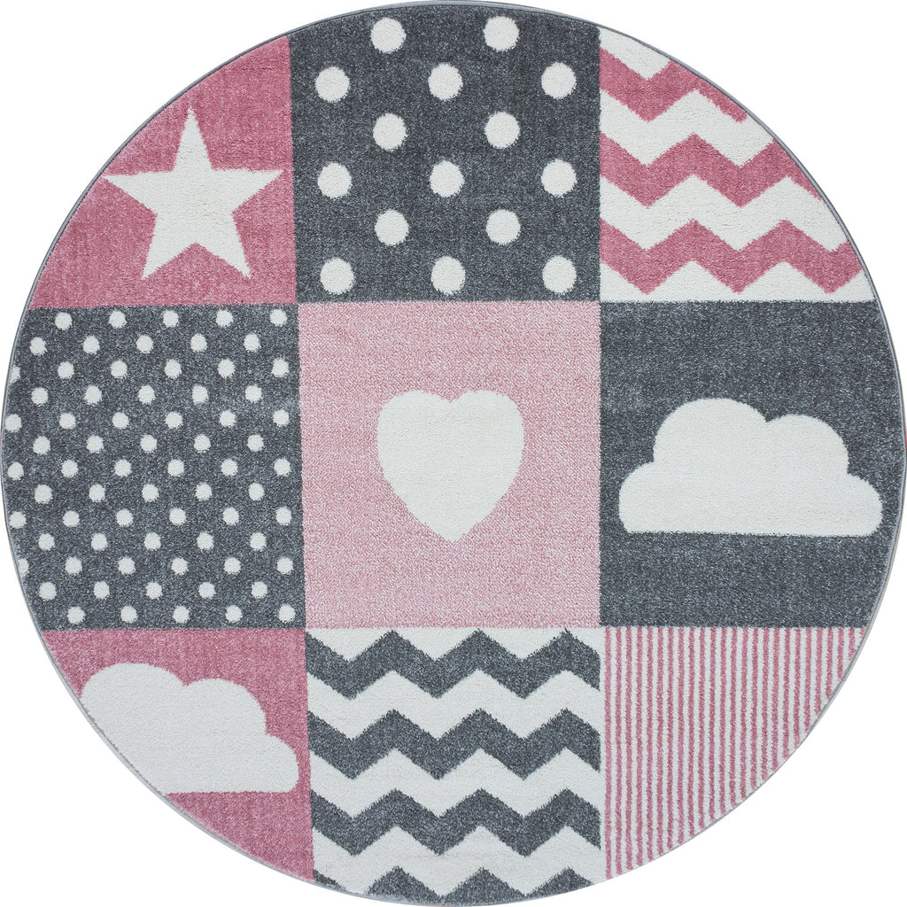 KIDS - Tapis enfant rond à motif rose - KID0620ROS KIDS
