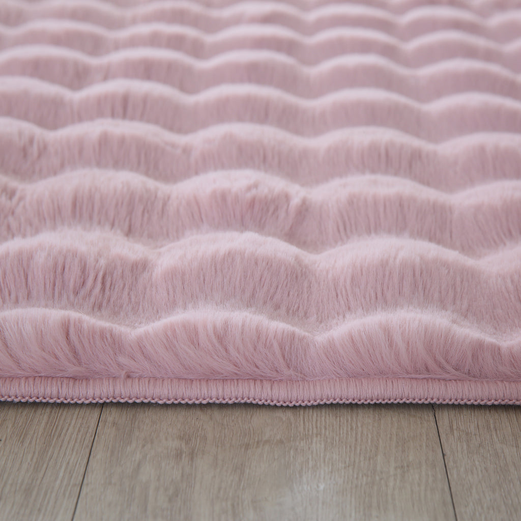 LAPONIE - Tapis uni doux à poils longs effet vague - LAP5110ROS