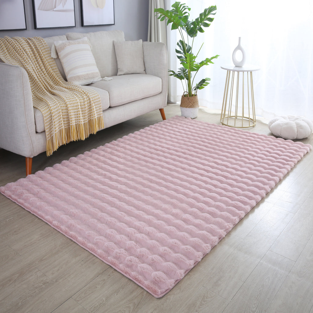 LAPONIE - Tapis uni doux à poils longs effet vague - LAP5110ROS