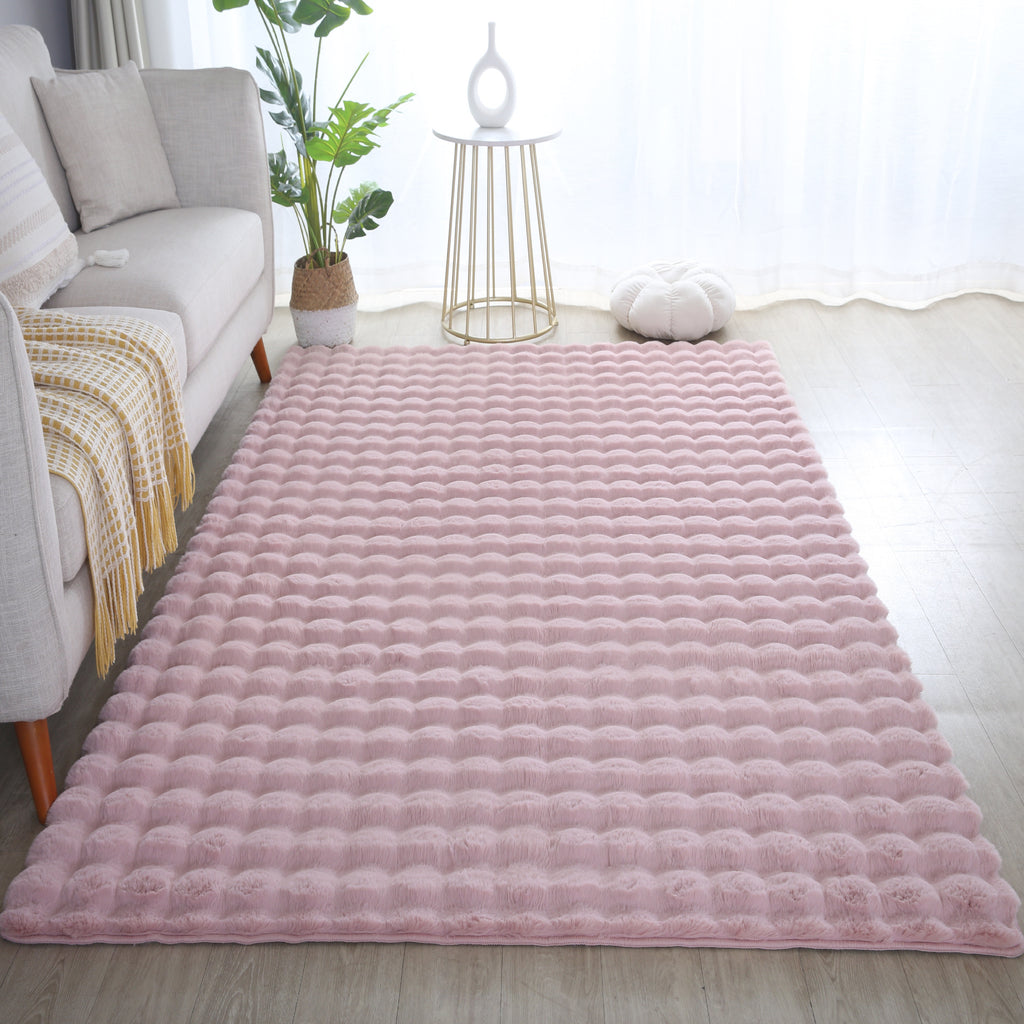 LAPONIE - Tapis uni doux à poils longs effet vague - LAP5110ROS
