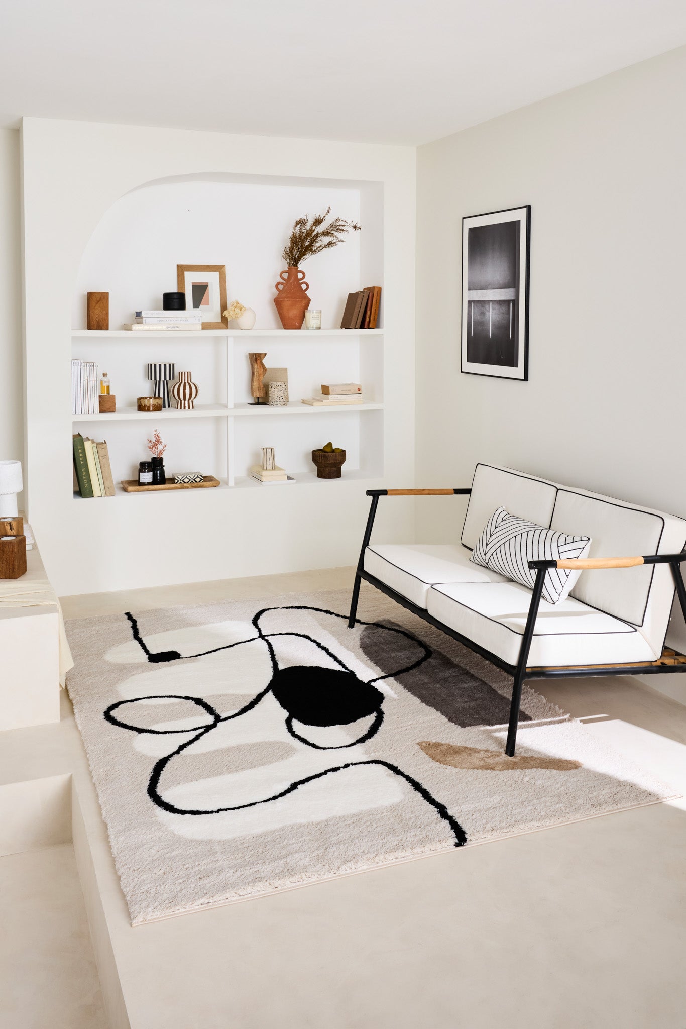 Tapis abstraits beige, noir et gris : LAS673BEI LASSO