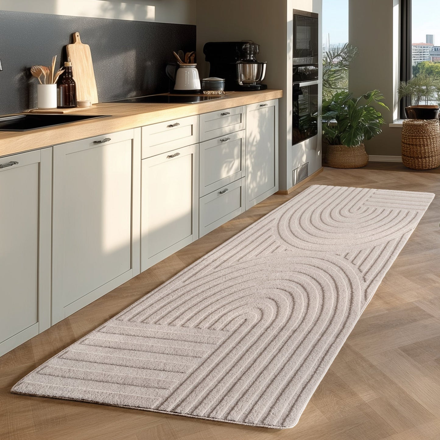 LENNY - Tapis de salon Crème au motif Artistique - LEN1611CRE LENNY