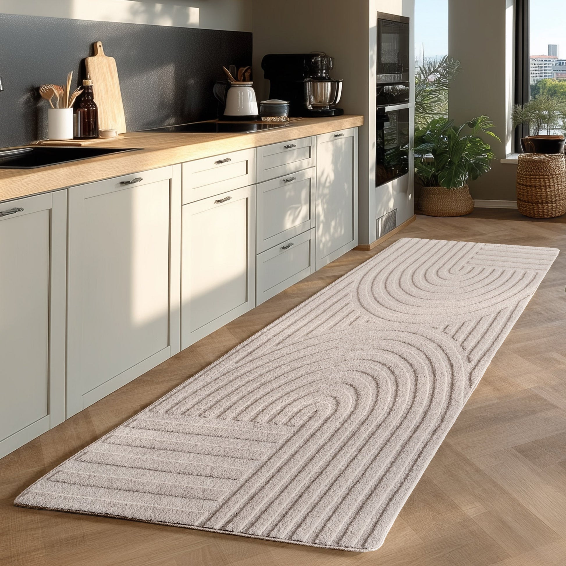 LENNY - Tapis de salon Crème au motif Artistique - LEN1611CRE LENNY