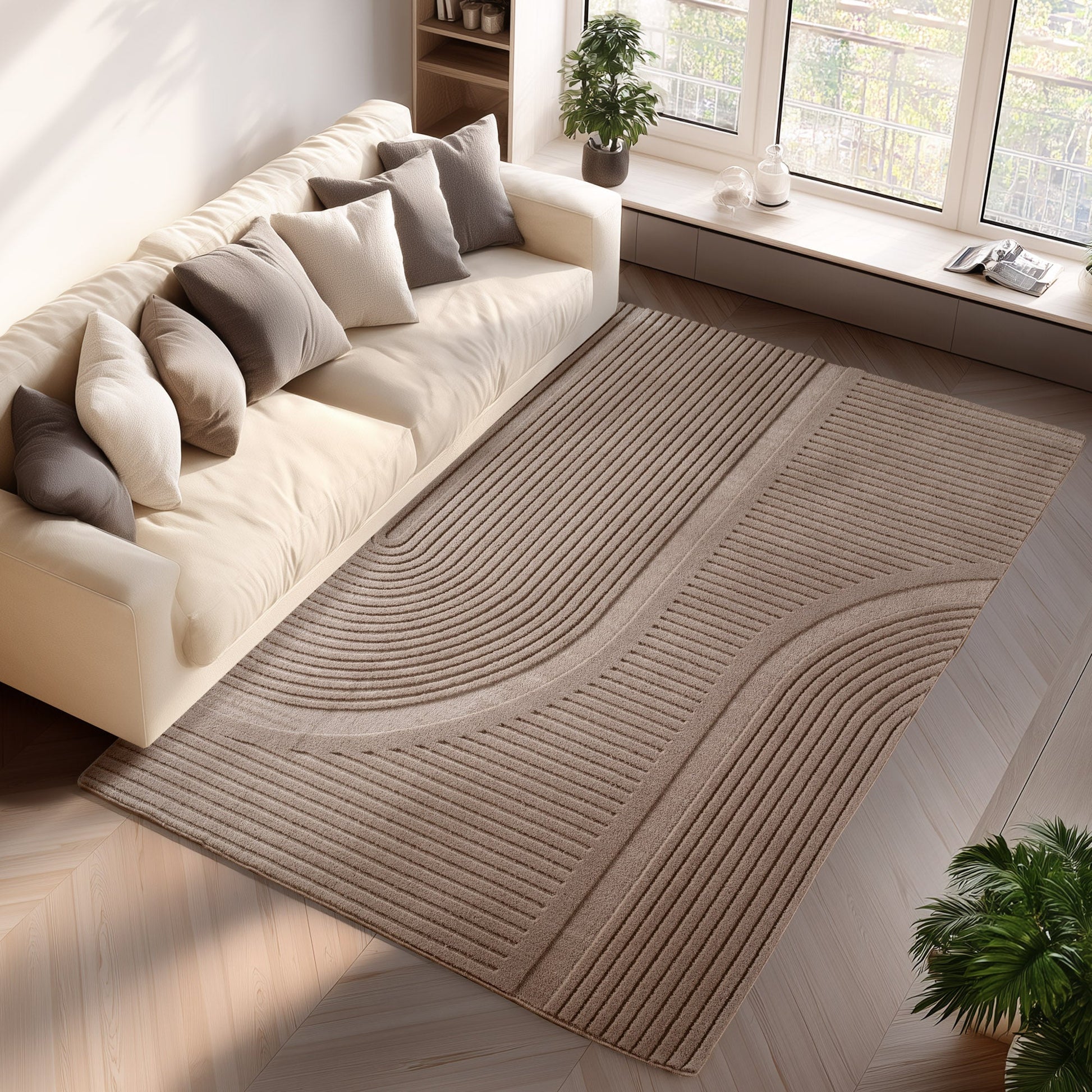 LENNY - Tapis de salon beigeau motif Graphique - LEN1612BEI LENNY