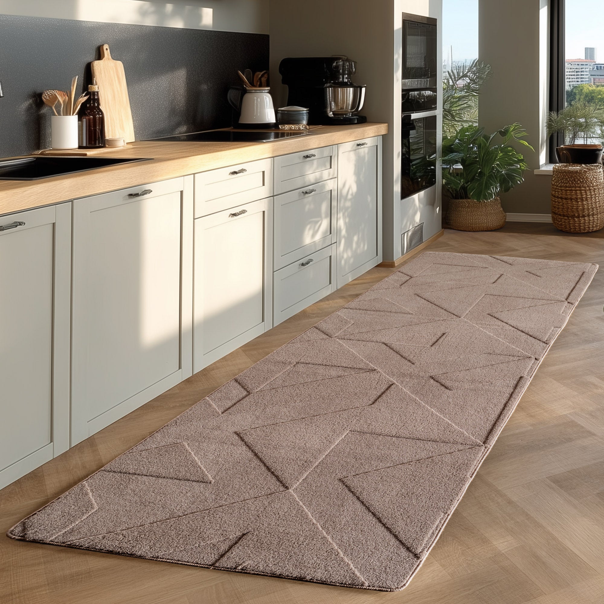 LENNY - Tapis de salon beigeau motif Moderne - LEN1613BEI LENNY