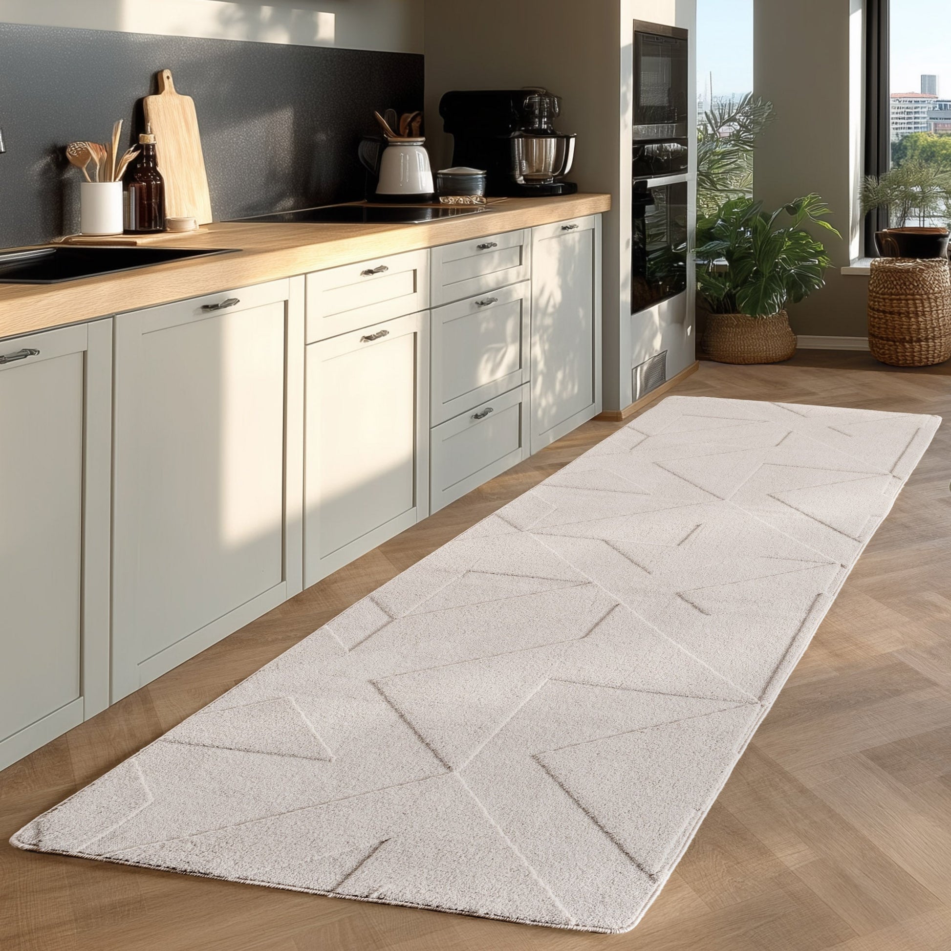 LENNY - Tapis de salon Crème au motif Graphique - LEN1612CRE (Copie) LENNY