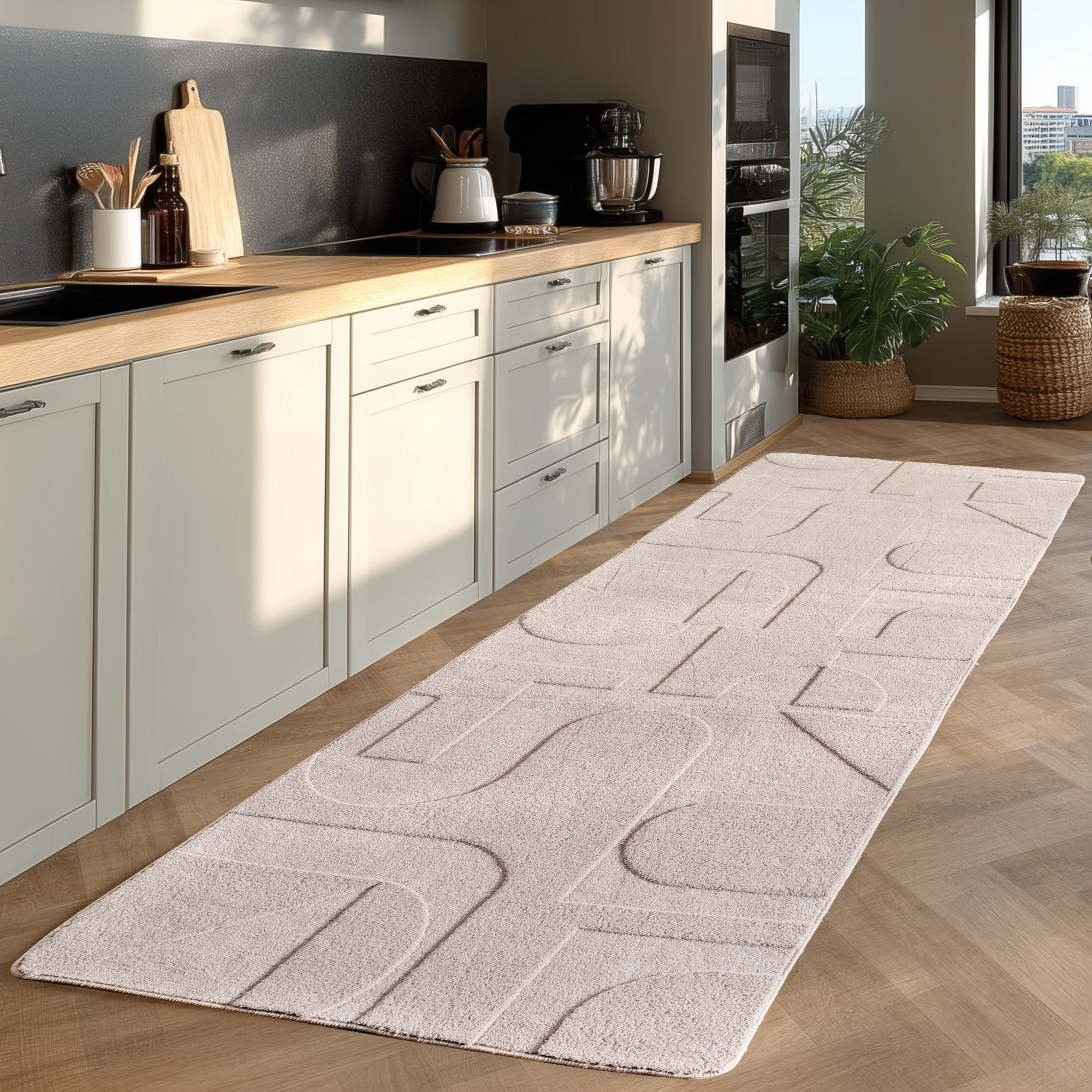 LENNY - Tapis de salon Crème au motif Artistique - LEN1614CRE LENNY