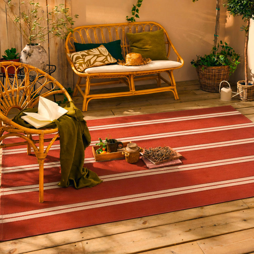 LIDO - Tapis d'extérieur élégant marron à motif rayé - LID709MAR LIDO
