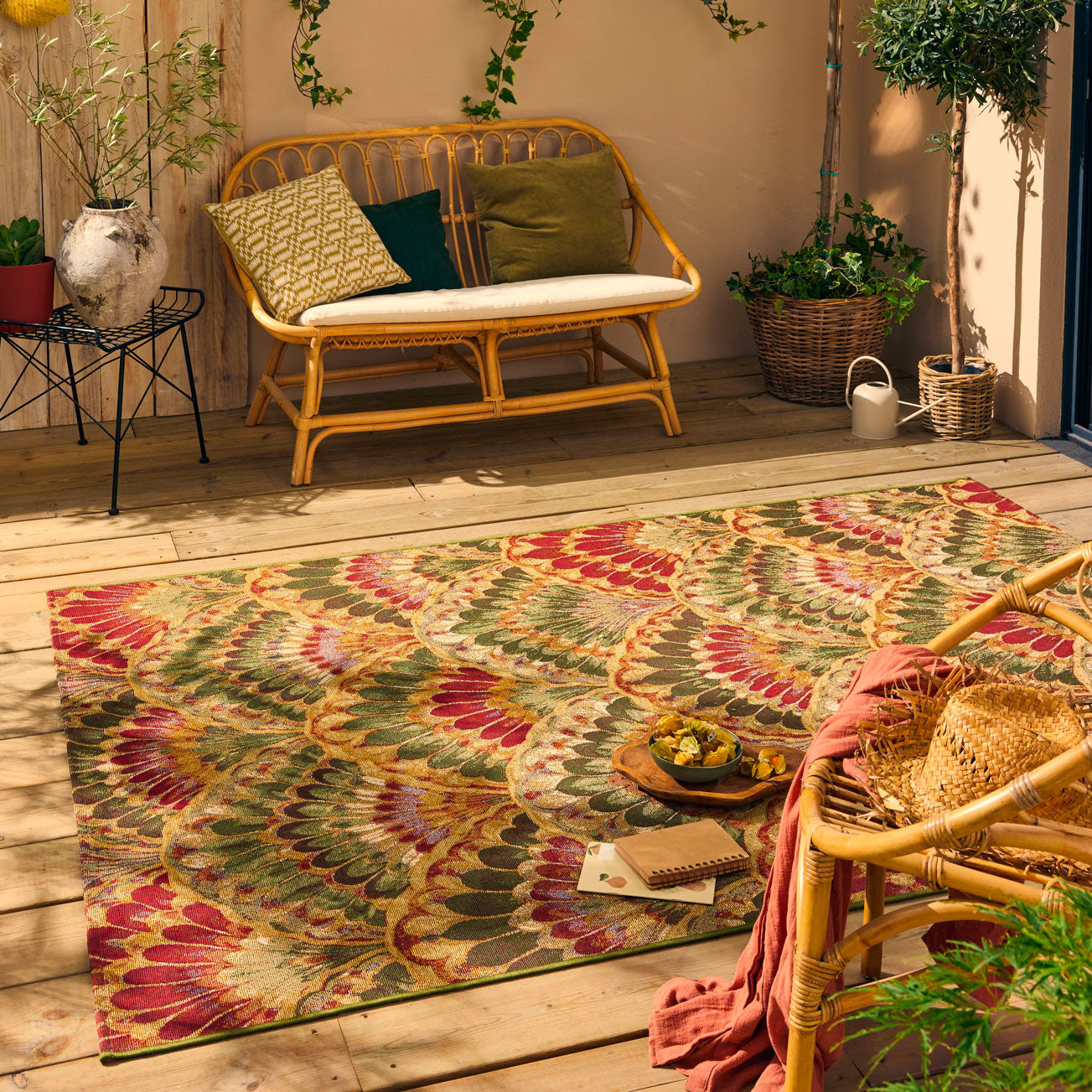 LIDO - Tapis d'extérieur élégant à motif éventail multicolore - LID710MUL LIDO